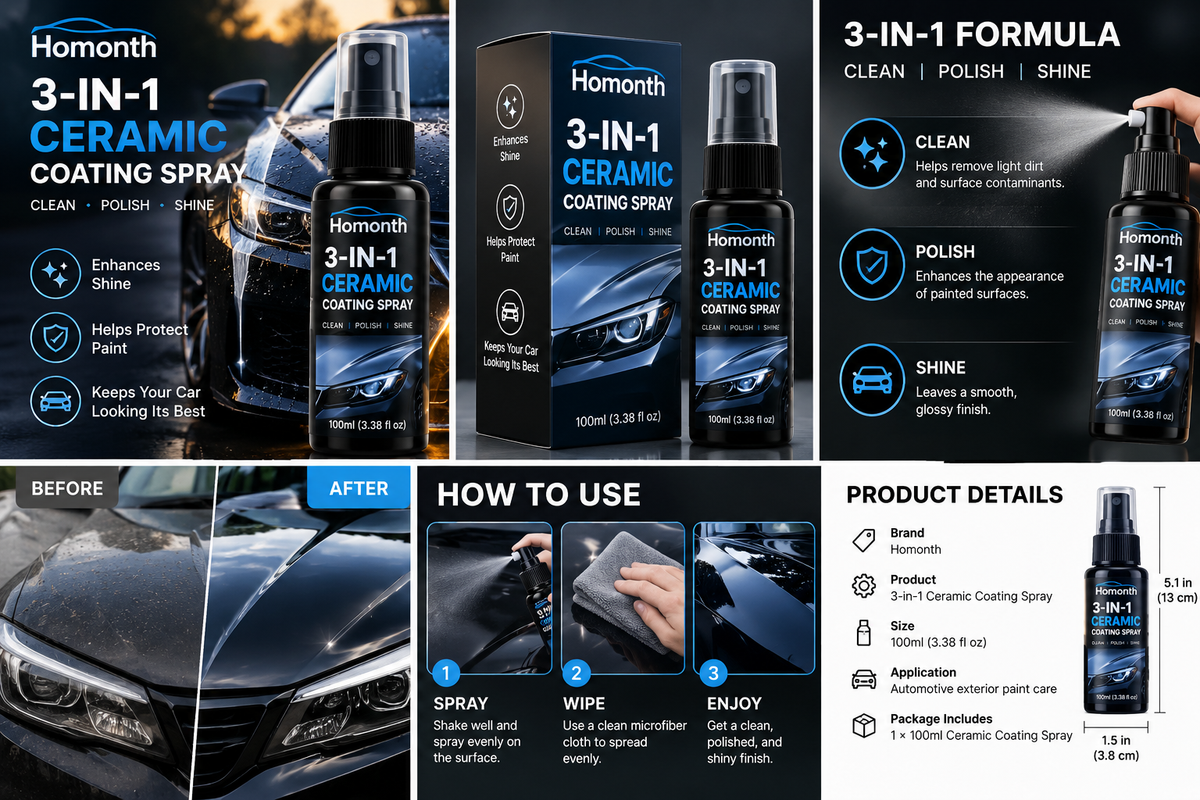 Homonth 3-in-1 Ceramic Coating Spray – 100ml